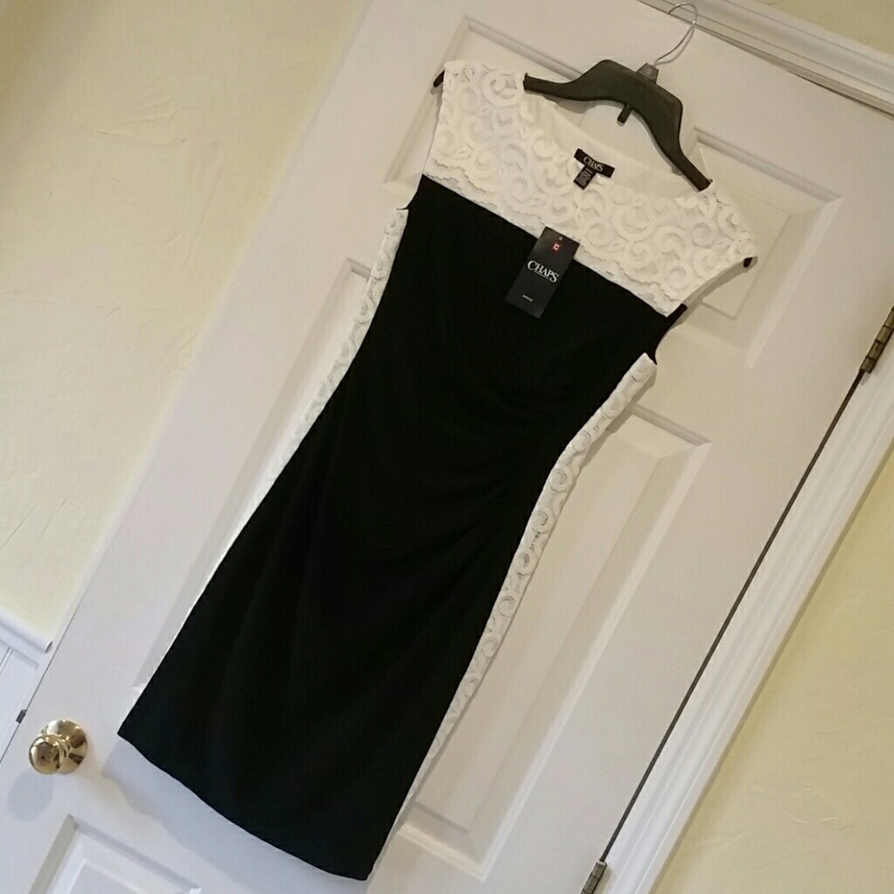 Chaps Black and White Contour Dress - Picture 1 of 5